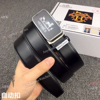 AAA Grade Replica Hermes Black Mens Belt & New Buckle